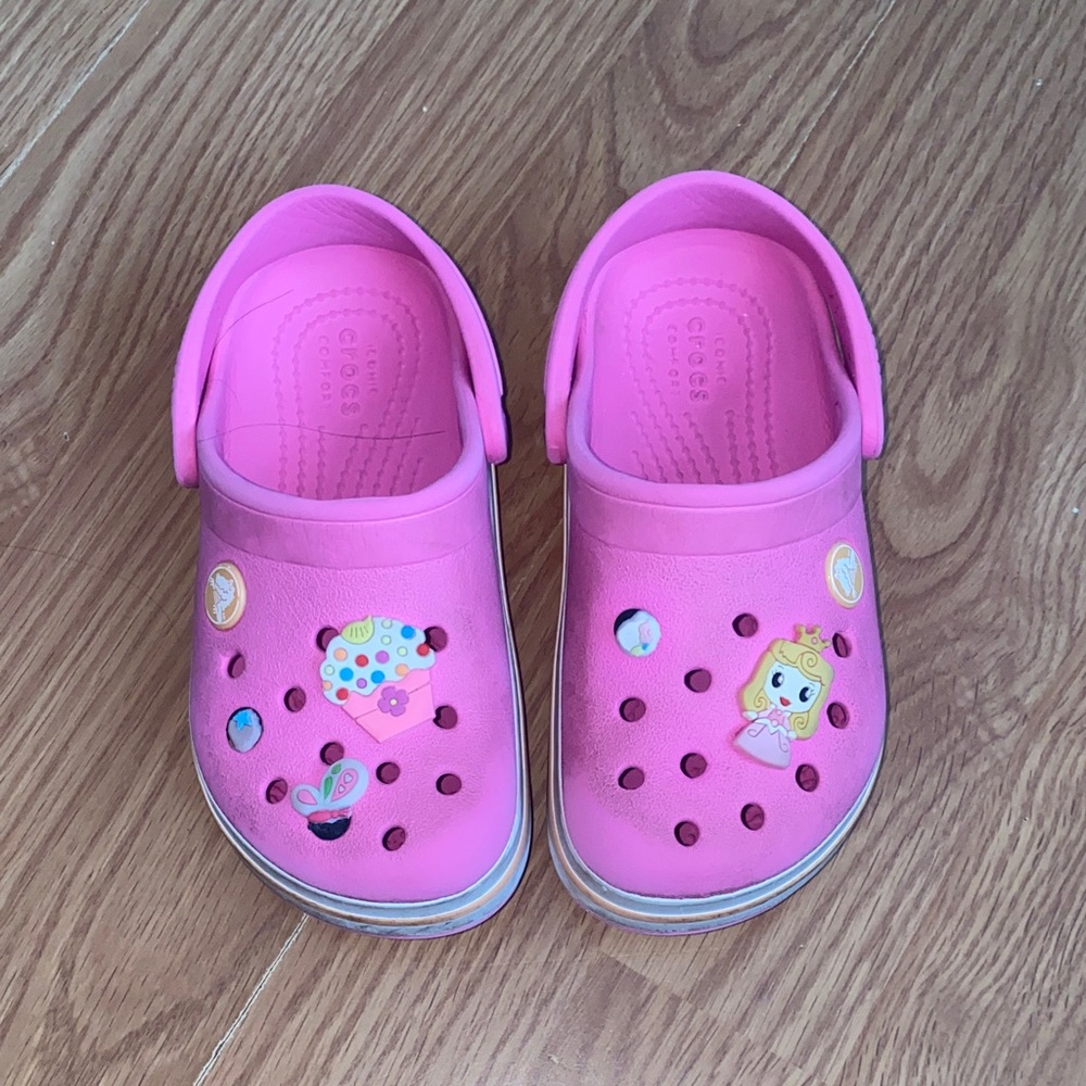 CROCS Pink Kids Water Shoes with Fun Designs